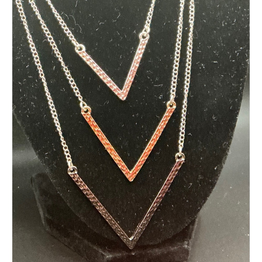 Mixed Metals‎ Chevron Layered Necklace Multi strands